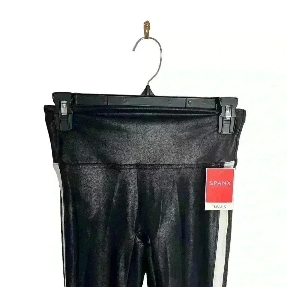 Spanx Faux Leather Side Stripe Leggings Size Small - Picture 4 of 12